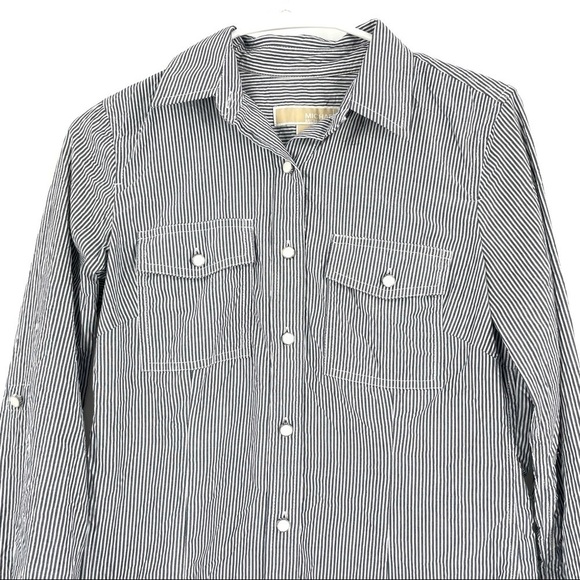 Michael Kors Striped Button Down Long Sleeve Shirt - Picture 2 of 6